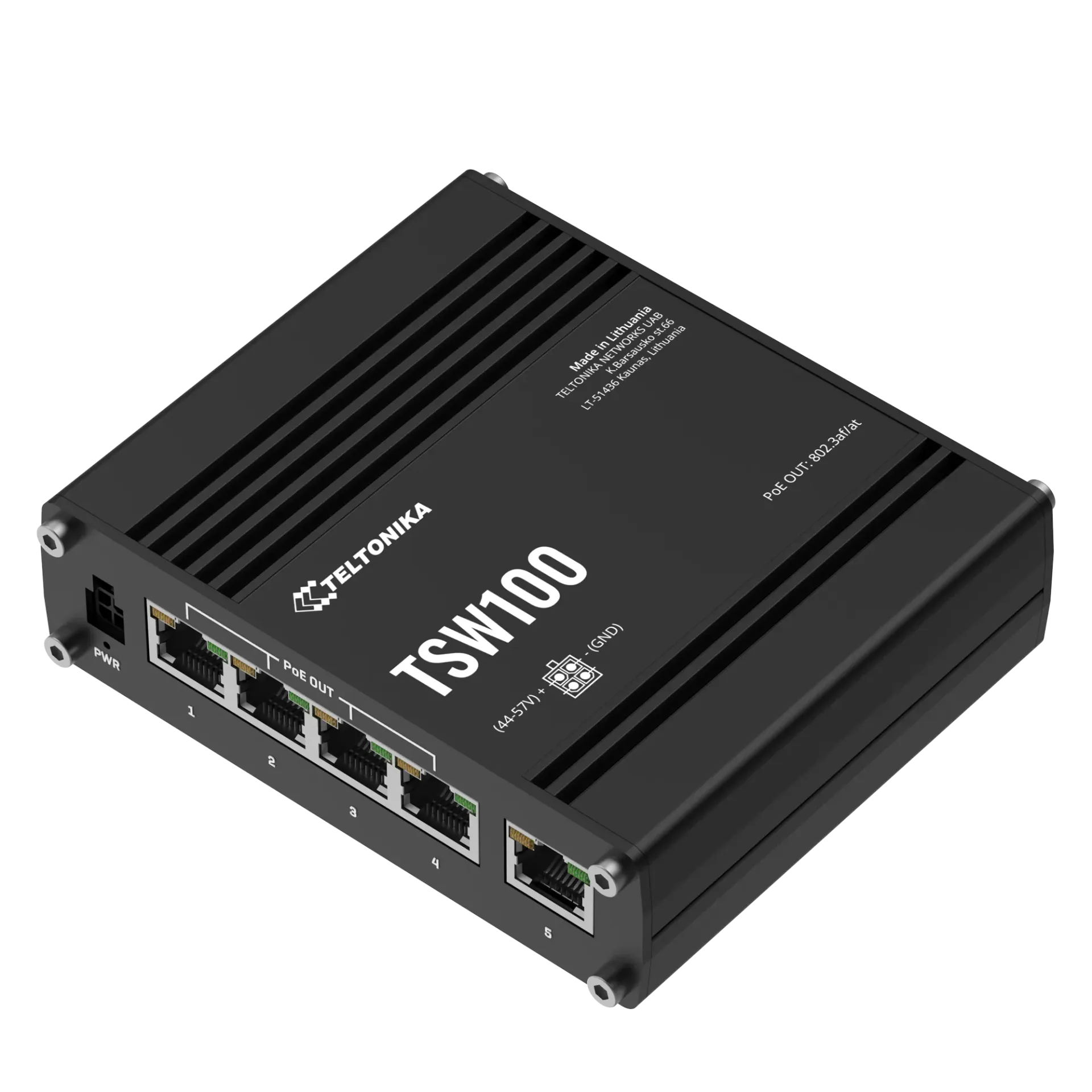 Teltonika | TSW100 (5x Gigabit, 4x PoE+, 120W) Industrial Ethernet Switch - Индустриски Свич