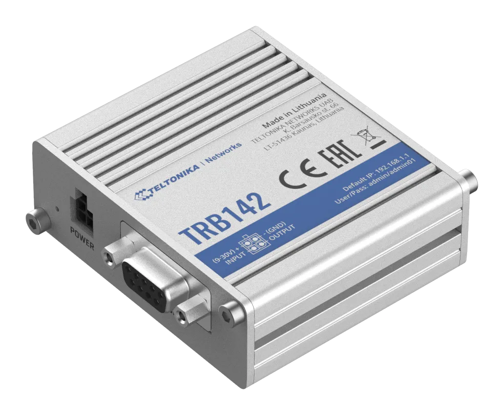 Teltonika | TRB142 (4G LTE Cat 1, RS232, 1x Ethernet) Industrial Gateway - Индустриски Гејтвеј