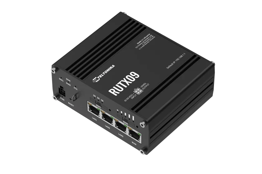 Teltonika | RUTX09 (4G LTE Cat 6, Dual SIM, 4x Gigabit, No Wi-Fi) Industrial Router - Индустриски Рутер