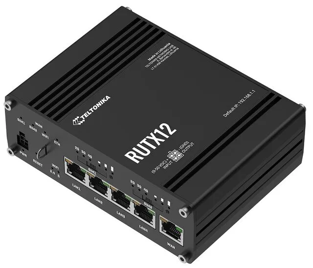 Teltonika | RUTX12 (Dual 4G Cat 6, Wi-Fi, 5x Gigabit Ethernet, GPS, Bluetooth) Industrial Router - Индустриски Рутер