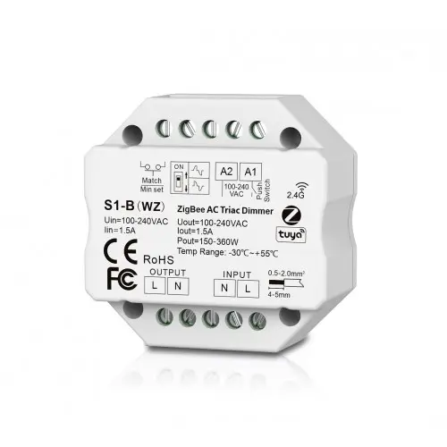 Akubela | S1-B (WZ) ZigBee AC Triac Dimmer - Паметен потенциометар за ЛЕД светло